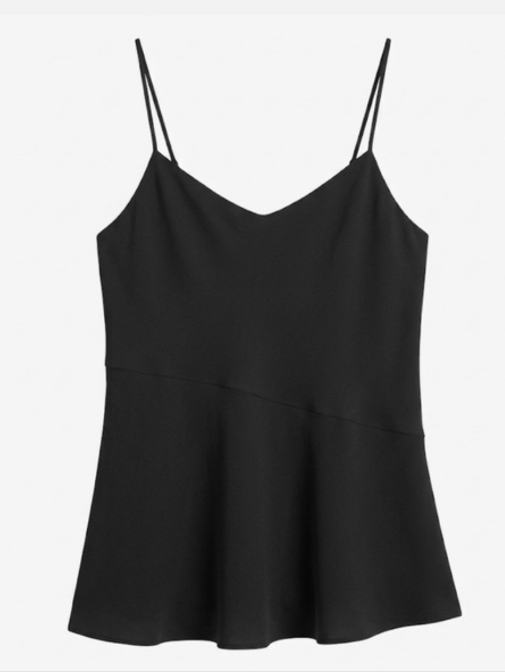 Theory Black Double-Spaghetti Strap Peplum Camisole